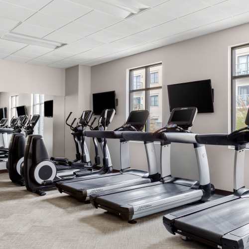 Well-equipped onsite fitness center at SouthPark Morrison in Charlotte, North Carolina