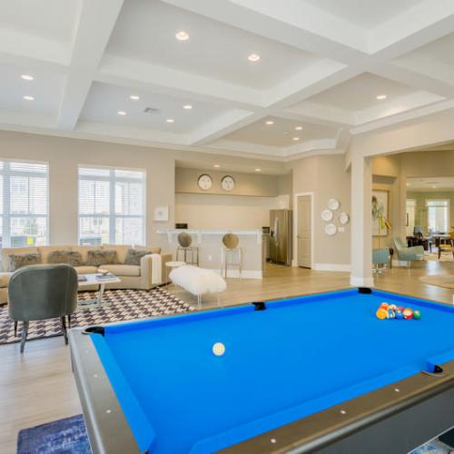A billiards table in the clubhouse at Reserve at River Place in Youngsville, Louisiana