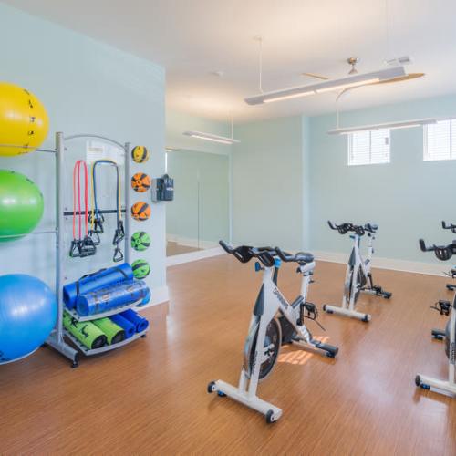 Equipment in the cardio room at Reserve at River Place in Youngsville, Louisiana
