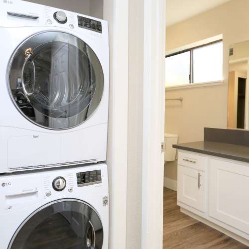 Washer and dryer  at Ellington Apartments in Davis, California