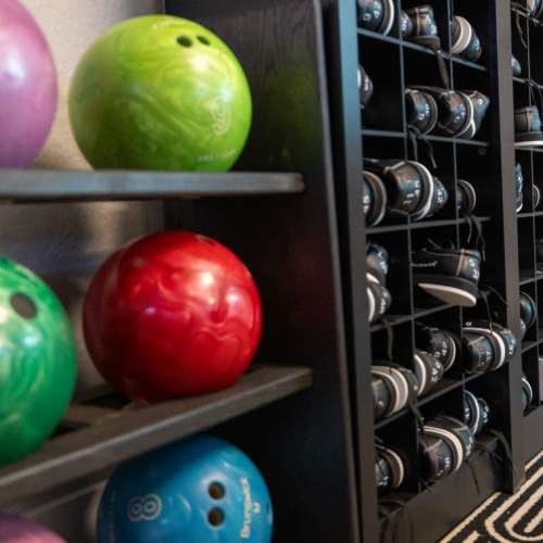 The community bowling alley at Mallory Square at Lake Nona in Orlando, Florida