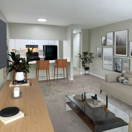 Apartment interior with modern decorations at Belmont Place Apartments in Nashville, Tennessee