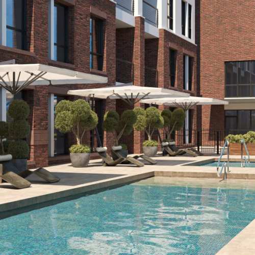 Resort-style swimming pool at Sorella in Denver, Colorado