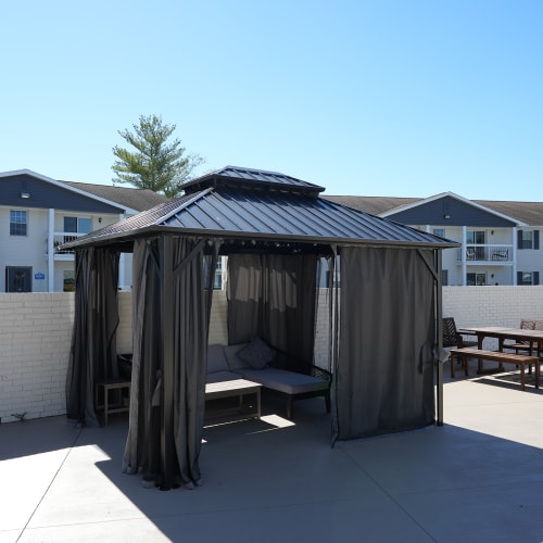 This outdoor patio is a great place to enjoy a good book and relax at River Club in Evansville, Indiana
