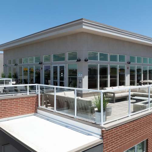 Outdoor seating in the roof deck at Elevation @ County Line Station in Englewood, Colorado