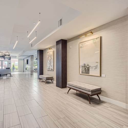 Inside the lobby at Elevation @ County Line Station in Englewood, Colorado