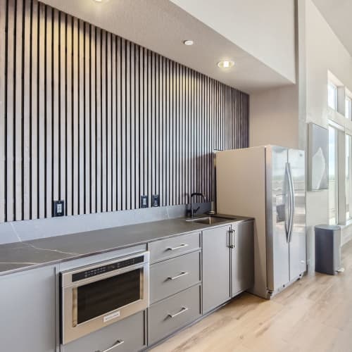 Clubhouse demonstration kitchen at Elevation @ County Line Station in Englewood, Colorado