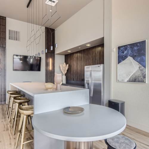 Clubhouse kitchen at Elevation @ County Line Station in Englewood, Colorado