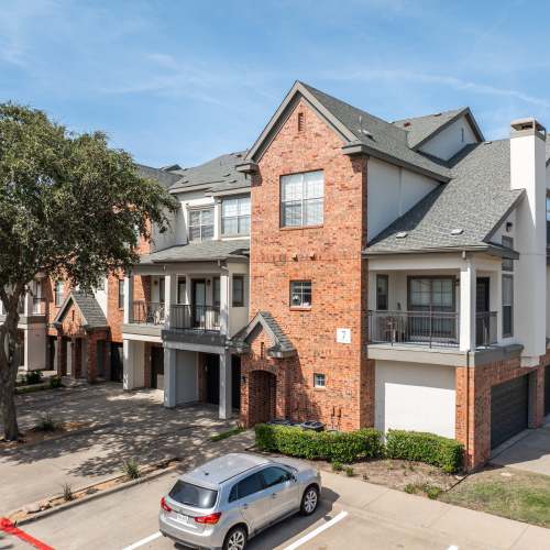 Parking spot outside a townhome at The Livingston in Plano, Texas