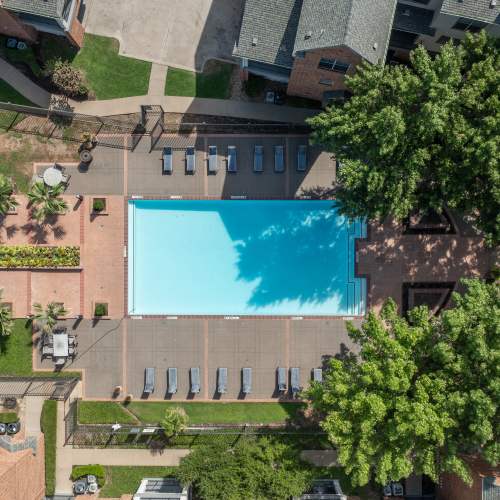 Aerial view of the pool at The Livingston in Plano, Texas
