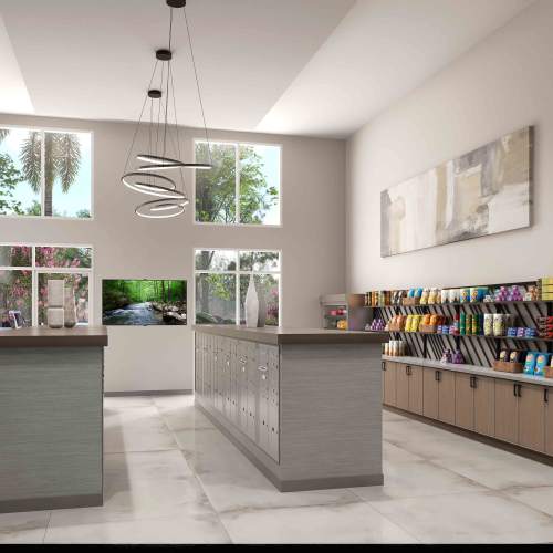 Mail room and snack shop at Grande Pointe in Orlando, Florida