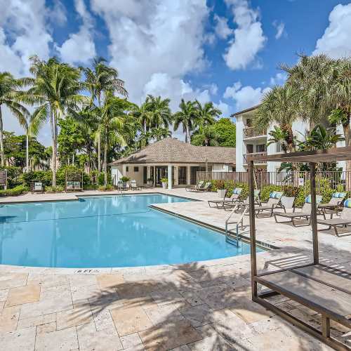 Sparkling swimming pool at Cascades at the Hammocks in Miami, Florida