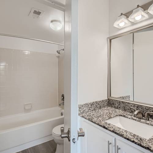 Apartment bathroom at Cascades at the Hammocks in Miami, Florida