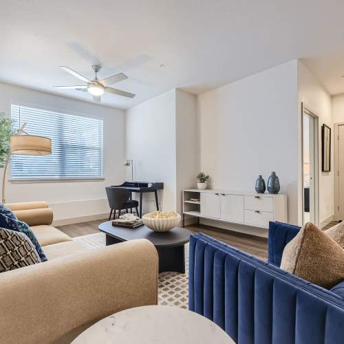 Spacious living room at Sorella in Denver, Colorado