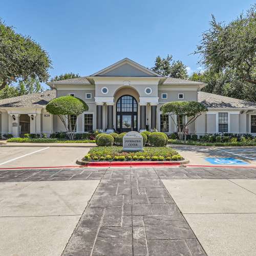 Outside the clubhouse at Wildwood Creek in Grapevine, Texas