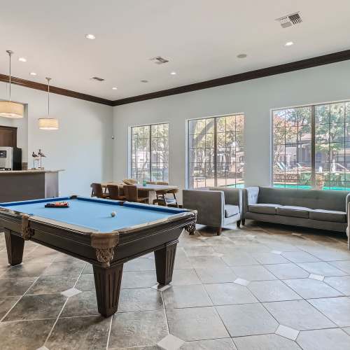 Pool table in the clubhouse at Wildwood Creek in Grapevine, Texas