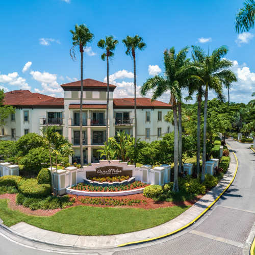 Front entrance sign at Emerald Palms in Miami, Florida