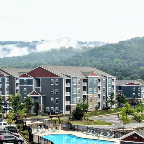 Aerial view of the community at 10 Newbridge in Asheville, North Carolina