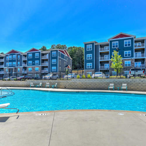 Resort-style swimming pool at 10 Newbridge in Asheville, North Carolina