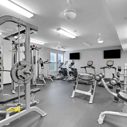 Well equipped fitness center at The Edge in Pensacola, Florida