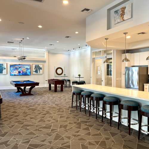 Demonstration kitchen in the clubhouse at Solero at Plantation in Plantation, Florida