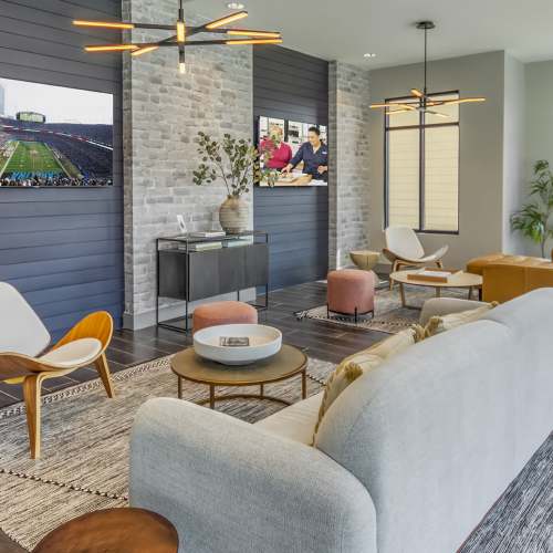 Clubhouse with multiple TVs at Marlowe Place in Charlotte,North Carolina
