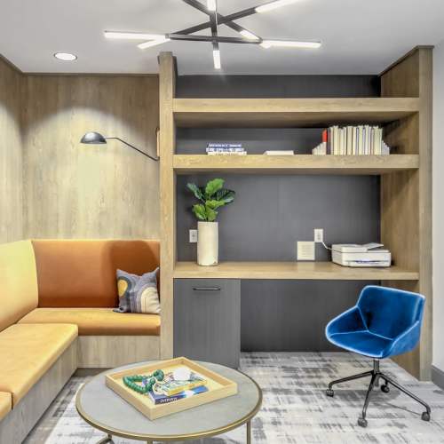 Relaxation and workstation area for residents at Marlowe Place in Charlotte,North Carolina
