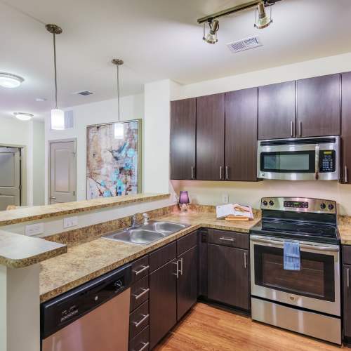 Modern kitchen at Vistas At 707 in Charlotte, North Carolina