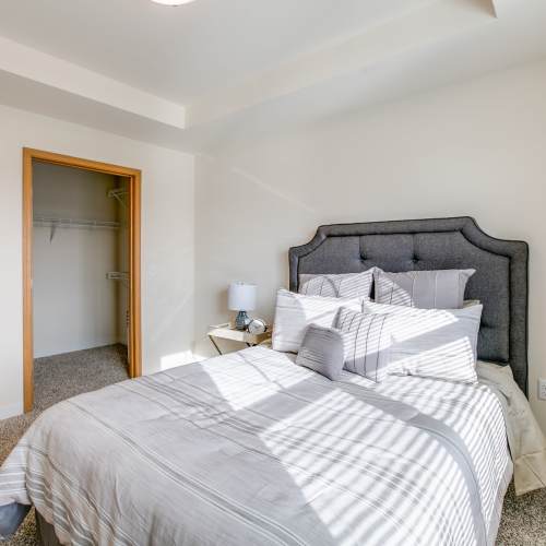 Comfortable bed at Whitetail Ridge in Salem, Wisconsin