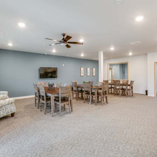 Community dining hall at Whitetail Ridge in Salem, Wisconsin