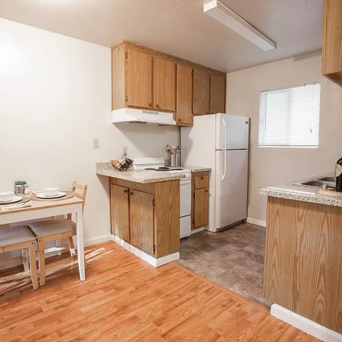 Open kitchen at Walnut Apartments in Santa Rosa, California
