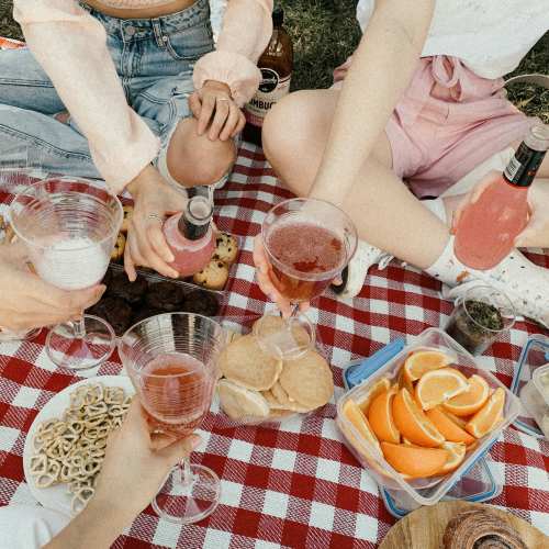 Group of residents on a picnic at 1900 Ocean Apartment Homes in Long Beach, California