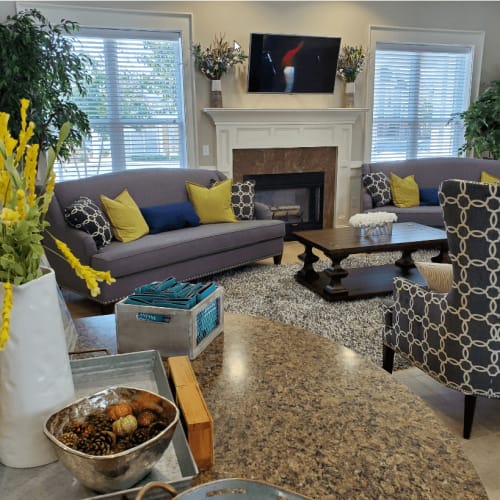 Resident clubhouse with comfortable lounge seating at Ballantyne Commons of Simpsonville in Simpsonville, South Carolina