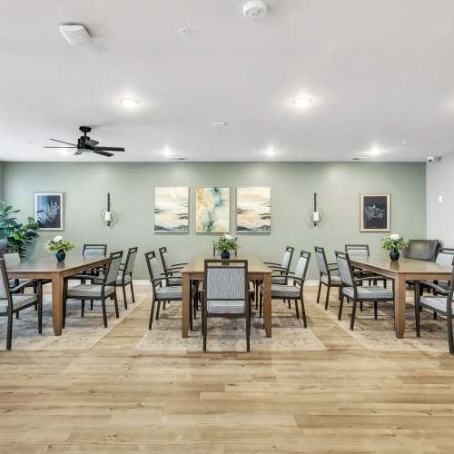Clubhouse with lots of seating space at Union Court Senior Apartments and Townhomes in Kenosha, Wisconsin