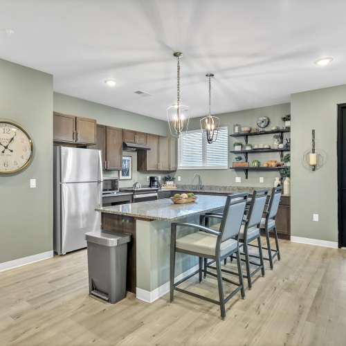 Clubhouse kitchen at Union Court Senior Apartments and Townhomes in Kenosha, Wisconsin