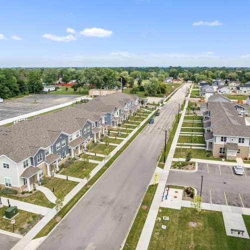 Community driveway at Union Court Senior Apartments and Townhomes in Kenosha, Wisconsin