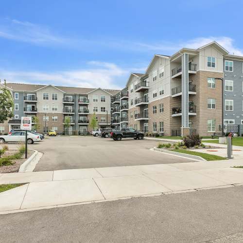 Community entrance gate at Union Court Senior Apartments and Townhomes in Kenosha, Wisconsin