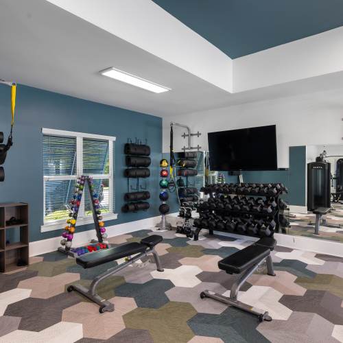 Fitness center at The Apartments at Shade Tree in Johns Island, South Carolina