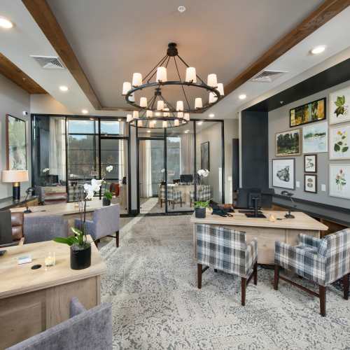 Clubhouse with chandelier  at Timberline View in Buford, Georgia