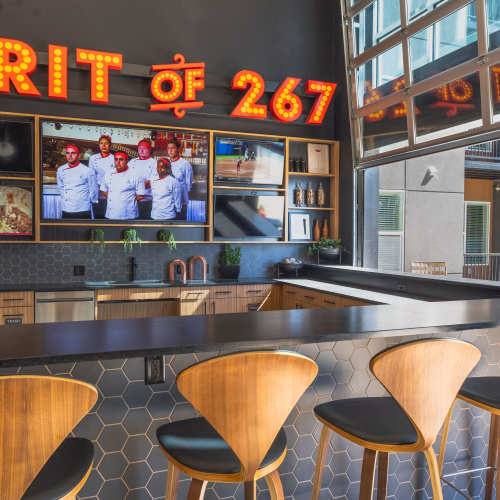 Entertainment area at Legends 267 Apartments in Kansas City, Kansas