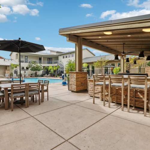 Resident poolside lounge at BDX at Capital Village in Rancho Cordova, California
