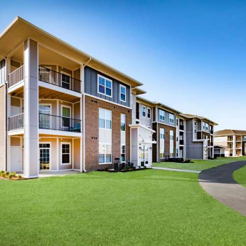 Walking path outside at Flats at Stones Crossing in Greenwood, Indiana