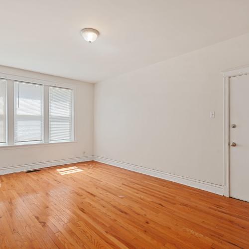 Unfurnished bedroom with large window at Central West End Apartments in Saint Louis, Missouri