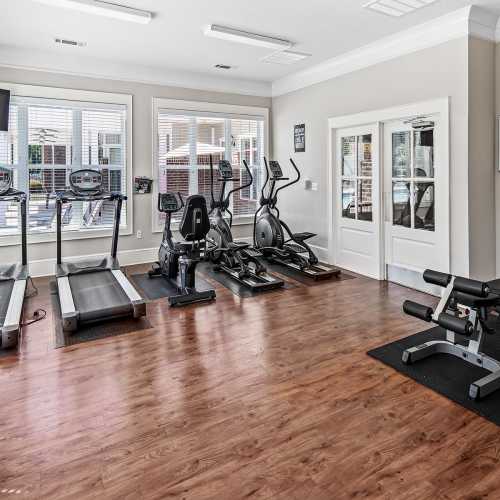Fitness center with treadmills at Dilworth in Asheville,North Carolina