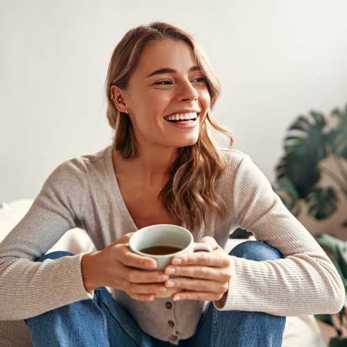 Resident in her living room at River Run Village in San Diego, California