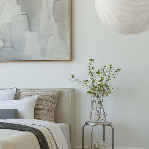 Modern finishes in a bedroom at Parkwood Oaks in Bedford, Texas