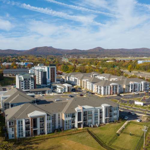 Community aerial view at The View at Blue Ridge Commons in Roanoke, Virginia