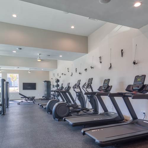 Fitness center with treadmill at The View at Blue Ridge Commons in Roanoke, Virginia