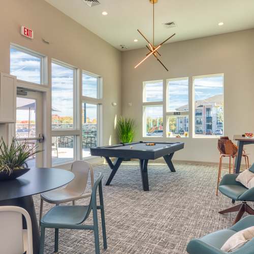 Clubhouse with game area  at The View at Blue Ridge Commons in Roanoke, Virginia
