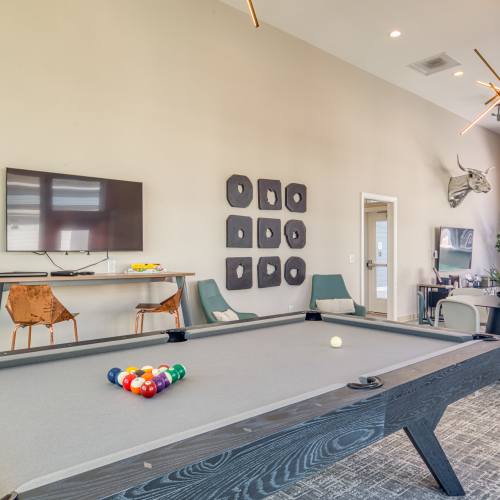 Pool table in clubhouse at The View at Blue Ridge Commons in Roanoke, Virginia